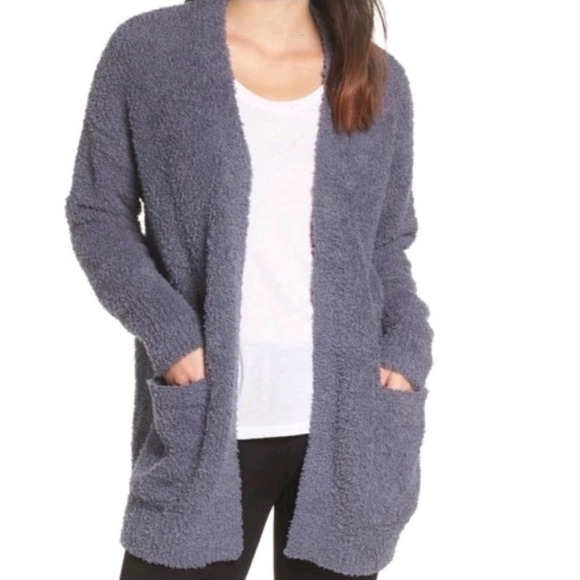 Barefoot Dreams Sweater Medium Cardigan Cozy Chic Open Pockets Relaxed S/M - Picture 1 of 14